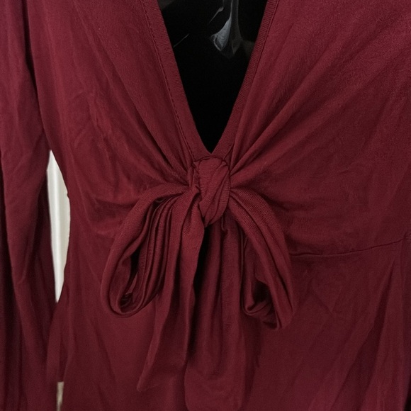 Nasty Gal Burgundy  Wine Color,Tie Front Top - Picture 2 of 7